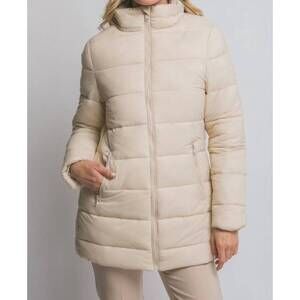 NEW LOVE TREE long puffer jacket in cream